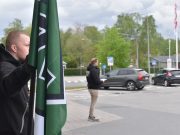 Nordic Resistance Movement public leafleting activity, Vetlanda, Sweden