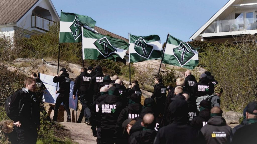 Nordic Resistance Movement Proud White Youth demonstration in Lysekil, Sweden