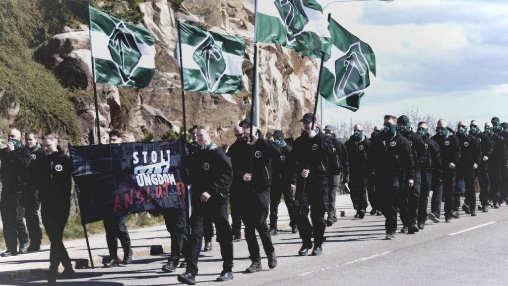 Nordic Resistance Movement Proud White Youth demonstration in Lysekil, Sweden