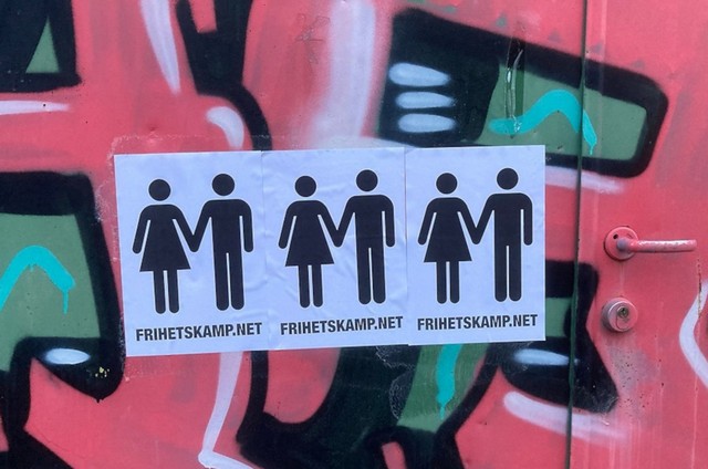 Posters against the homo lobby in Bergen, Norway