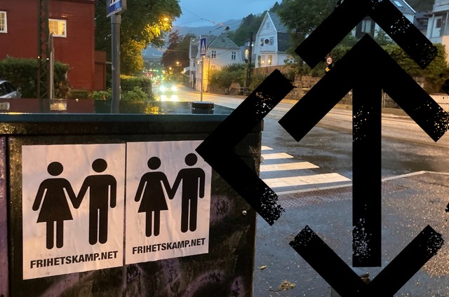 Posters against the homo lobby in Bergen, Norway