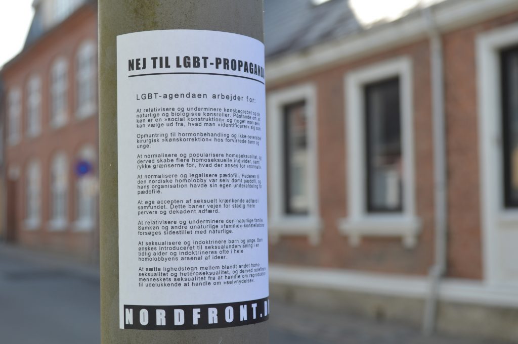 "No to LGBT propaganda" poster in in Hobro, Denmark