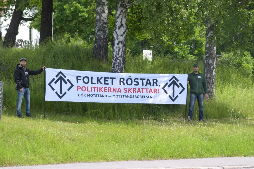 Nordic Resistance Movement banner in Ludvika, Sweden