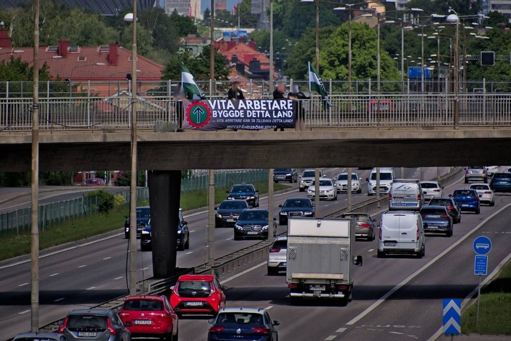 Nordic Resistance Movement banner action on Stockholm bridge