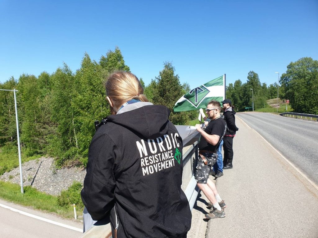 Nordic Resistance Movement banner action, Sundsvall, Sweden