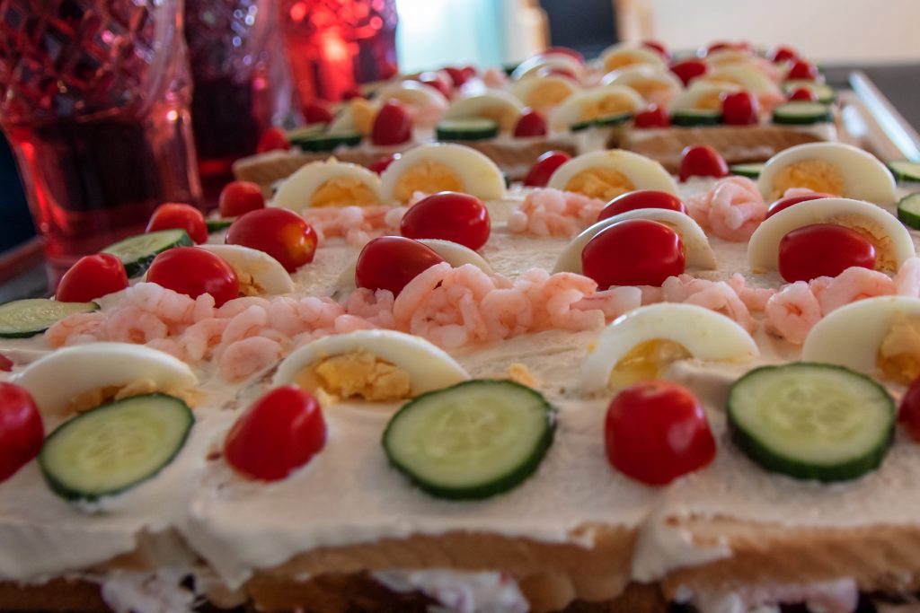 Traditional Swedish sandwich cake, smörgåstårta