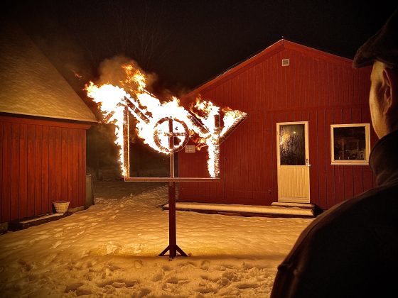 Nordic Resistance Movement burning runes at Yule