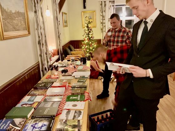 Book stall at Nordic Resistance Movement Christmas event