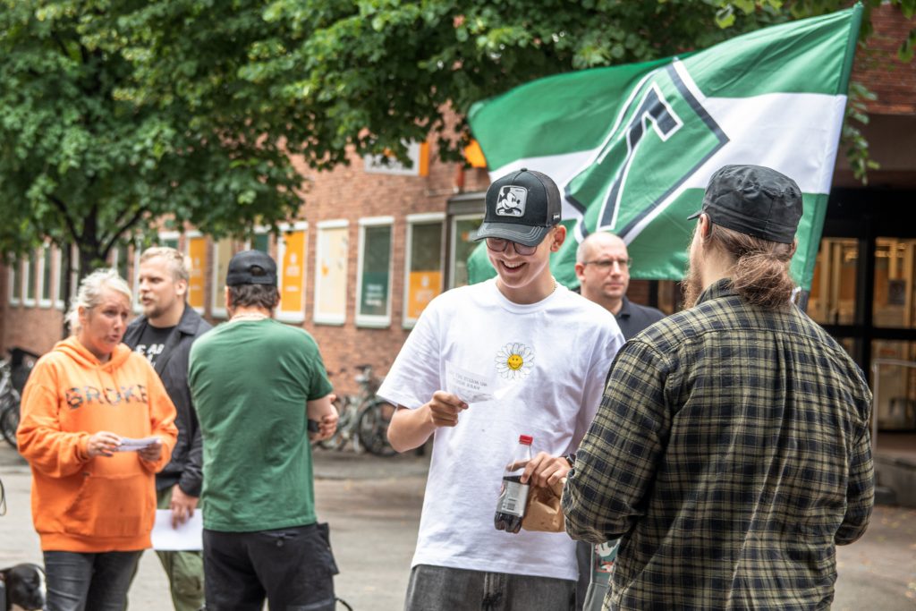 Nordic Resistance Movement public leafleting activity in Skellefteå, Sweden