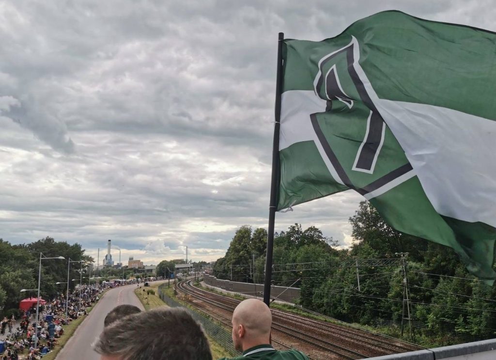 Nordic Resistance Movement flag at Summer Meet Västerås car show, Sweden