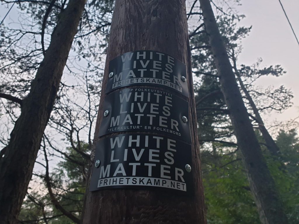 White Lives Matter signs, Bergen, Norway