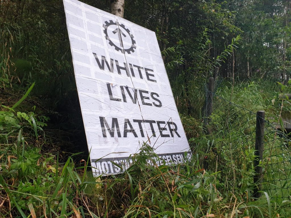 White Lives Matter sign, Bergen, Norway