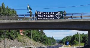 Nordic Resistance Movement "This is our country" banner, Sundsvall, Sweden
