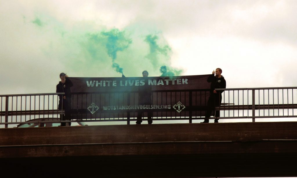 White Lives Matter banner, Moss, Norway
