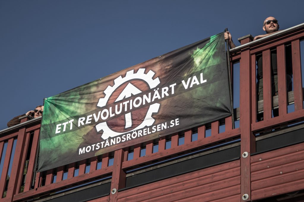 Nordic Resistance Movement "A Revolutionary Choice" banner