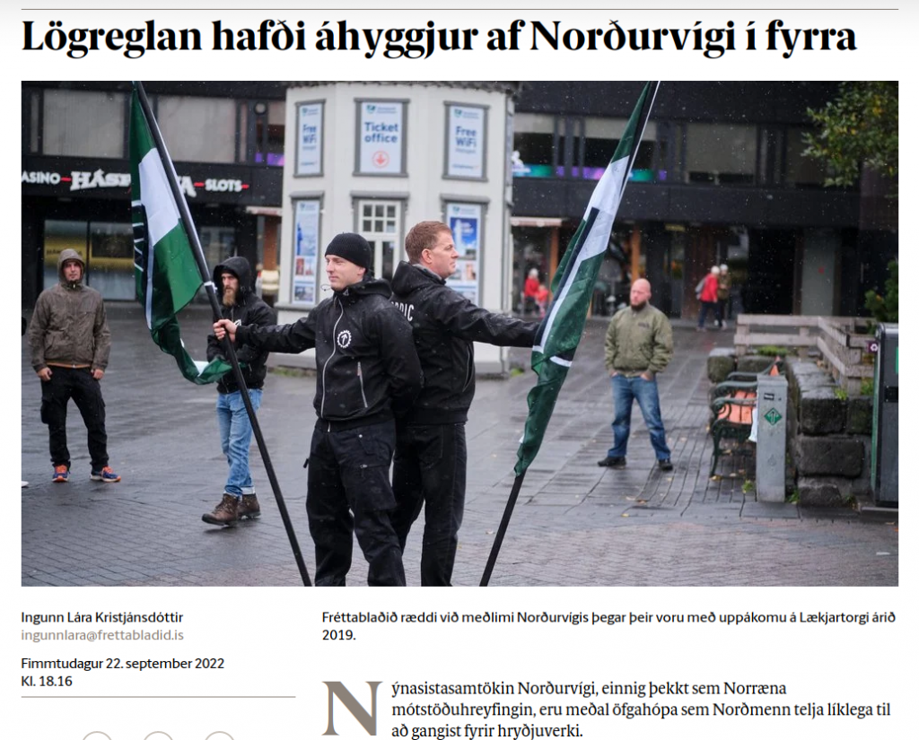 Frettabladid screenshot, Nordic Resistance Movement