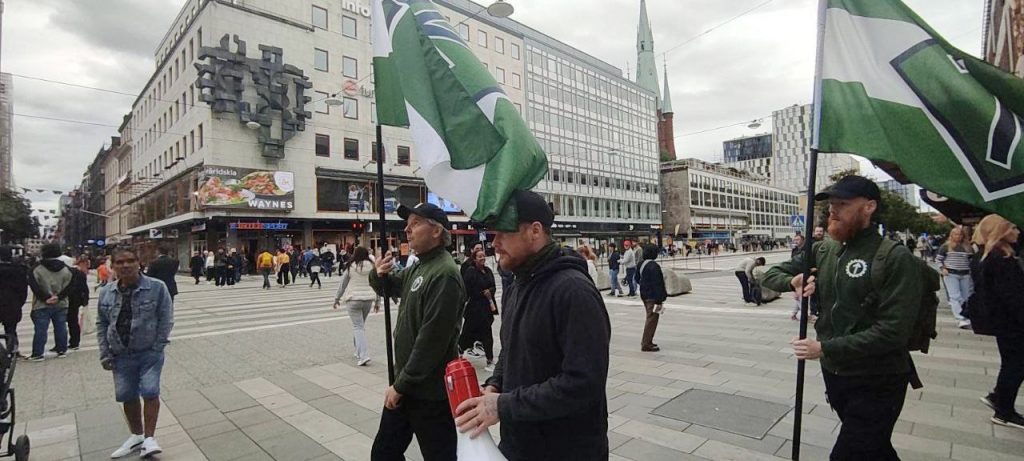 Nordic Resistance Movement activism, Sergels torg, Stockholm, Sweden