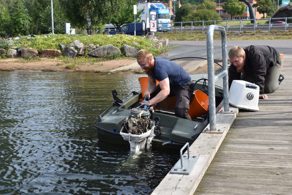 Nordic Resistance Movement activists prepare a boat action in Jönköping, Sweden