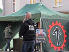Nordic Resistance Movement election tent, Ludvika, Sweden