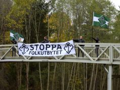 Nordic Resistance Movement banner action, Nest 5, Sweden