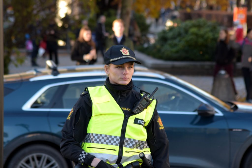 Nordic Resistance Movement Oslo demonstration policewoman