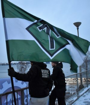 Nordic Resistance Movement banner action, Jönköping, Sweden