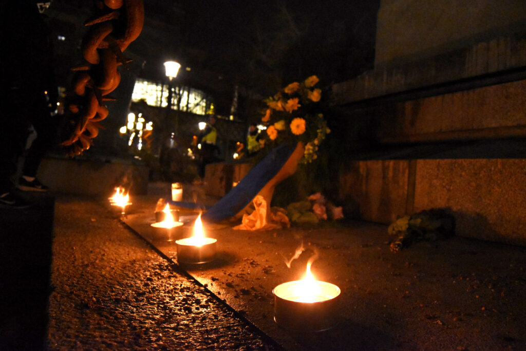 Candles at Karl XII memorial, Stockholm, Sweden