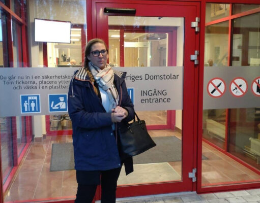 Emma Karlsson at Falu District Court, charged with speech crimes