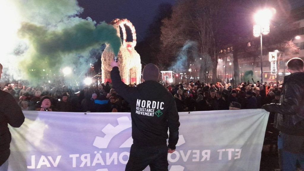 Nordic Resistance Movement Gavle Goat banner action activism