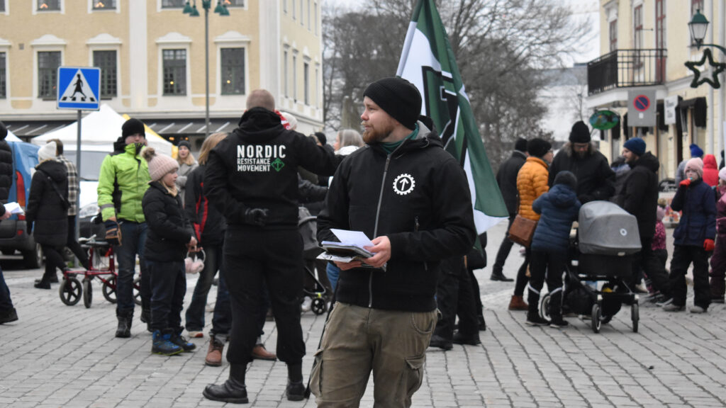 Nordic Resistance Movement activism, Eksjö Christmas market, Sweden