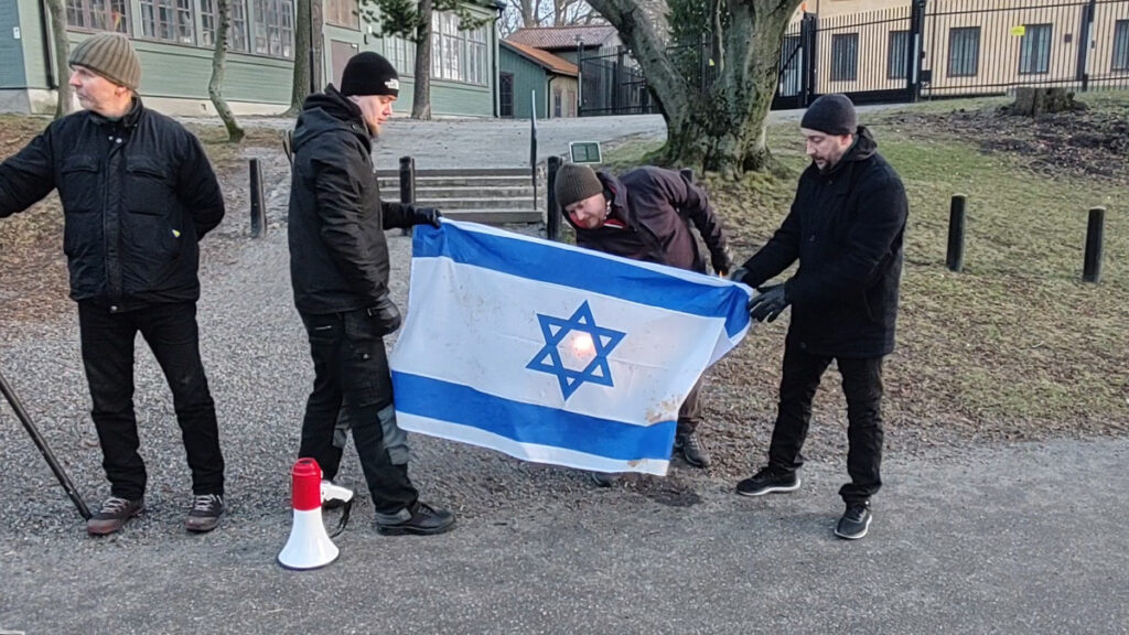 Nordic Resistance Movement demonstration outside Israeli embassy, Stockholm