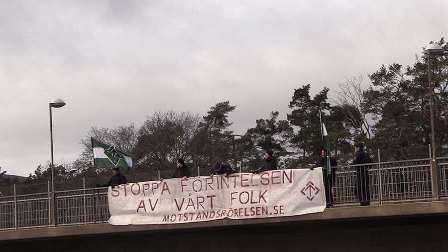 "Stop the Destruction of Our People" banner action, Stockholm, Sweden
