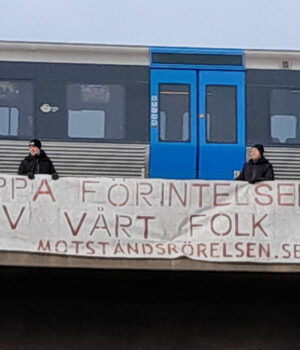 "Stop the Destruction of Our People" banner action, Stockholm, Sweden