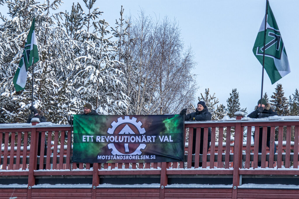 Nordic Resistance Movement banner action, Luleå, Sweden