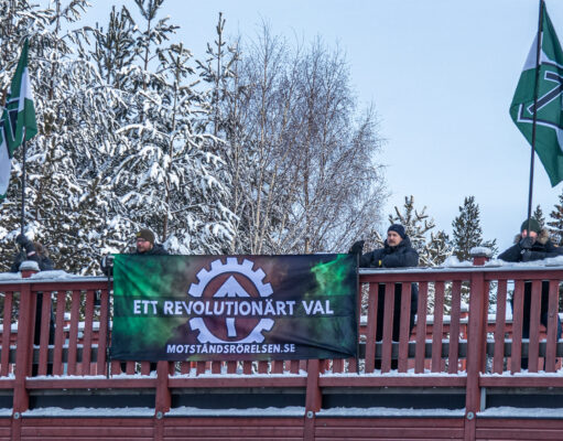 Nordic Resistance Movement banner action, Luleå, Sweden