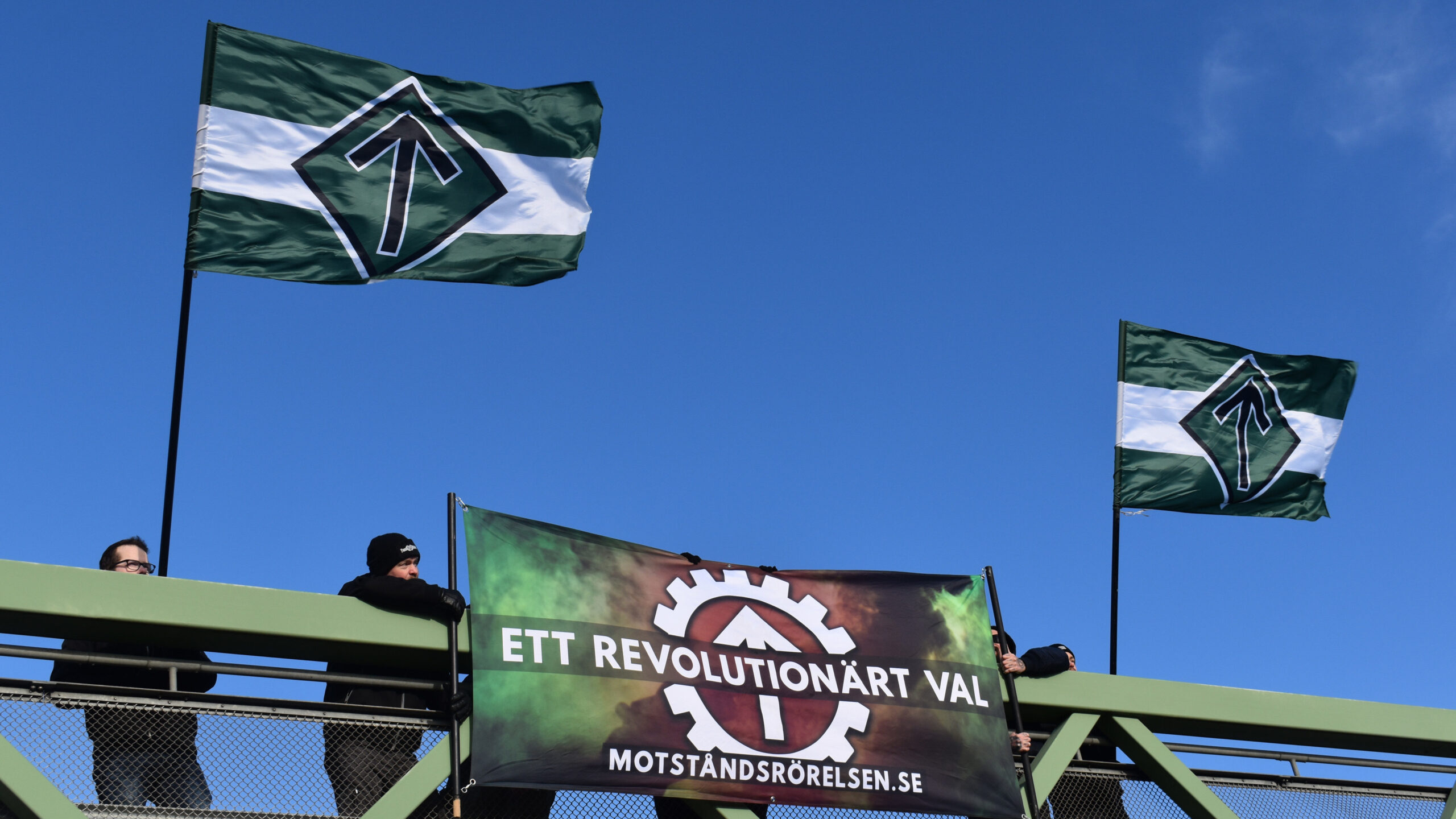 Nordic Resistance Movement Jönköping banner action