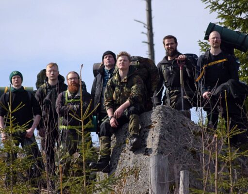 Nordic Resistance Movement members hiking in Swedish forest, Dalarna