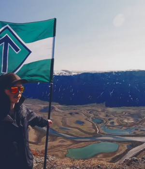 Nordic Resistance Movement activist on Skierfe mountain, Lapland, Sweden